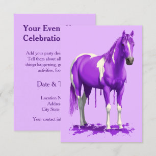 Invitación Caballo de pintura húmeda violeta púrpura
