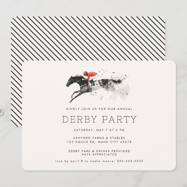 Invitación Caballo de raza moderna Derby Fiesta Ecuestre (Anverso / Reverso)