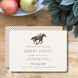 Invitación Caballo de raza moderna Derby Fiesta Ecuestre<br><div class="desc">Moderna Carrera de Caballos Derby Invitación de fiesta con el ilustracion de un caballo de carreras con jockey y estriado patrón en la espalda. Todos los elementos de texto se pueden cambiar para que este diseño pueda ser utilizado también para otros eventos: elegante invitación a boda ecuestre, fiesta de cumpleaños...</div>