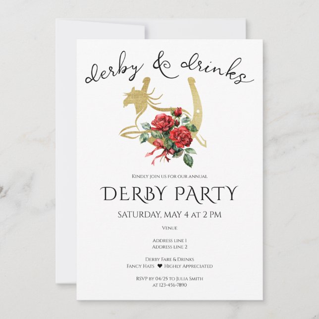 Invitación Caballo de raza moderna Derby y Bebe Fiesta Ecuest (Anverso)