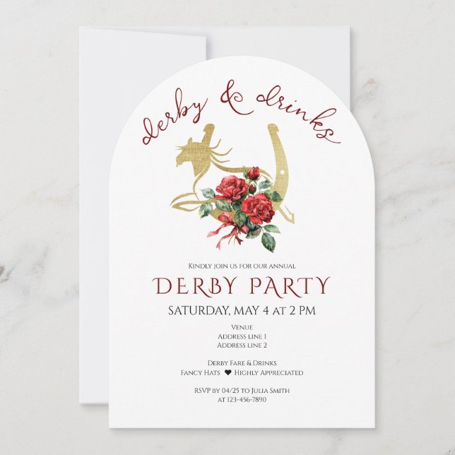 Invitación Caballo de raza moderna Derby y Bebe Fiesta Ecuest (Anverso)