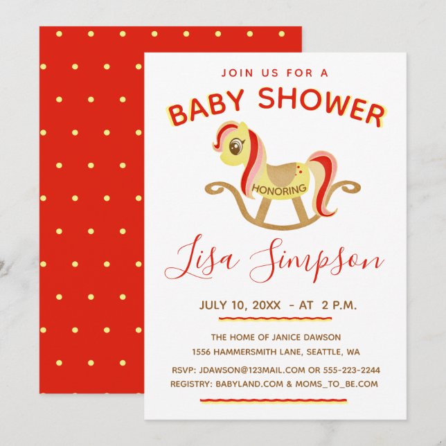 Invitación Caballo de Rocas, Baby Shower lindo (Anverso / Reverso)
