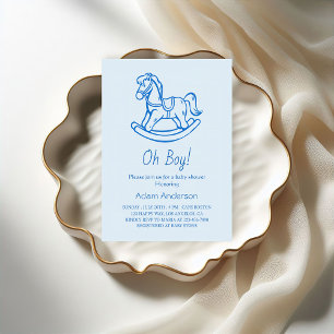 Invitación Caballo de Rocas Oh Boy Baby Shower   Elegante y e