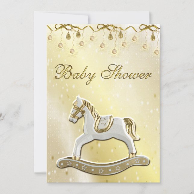 Invitación Caballo de Rocking Neutral Baby Shower (Anverso)