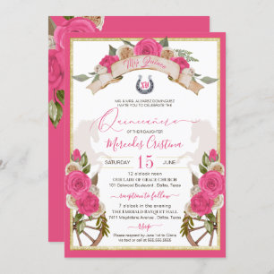 Invitación Caballo de rosas rosadas de Charro Occidental Quin