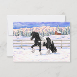Invitación Caballo de Vanner de Black Pinto Piebald Gypsy