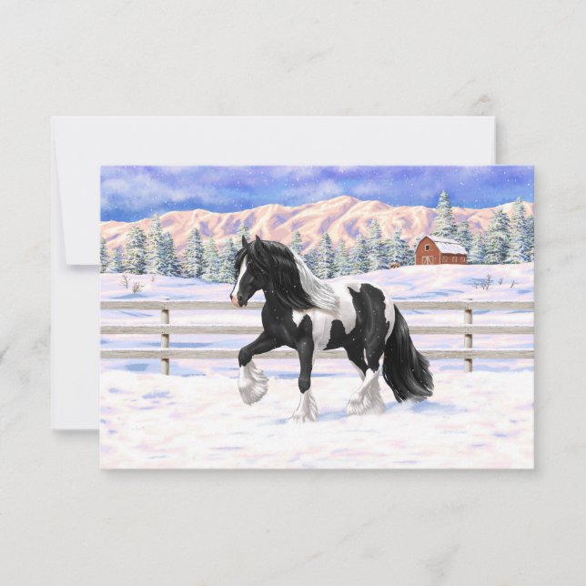 Invitación Caballo de Vanner de Black Pinto Piebald Gypsy (Anverso)