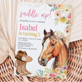 Invitación Caballo Editable Arriba Caballo Rosa Novia Noche I