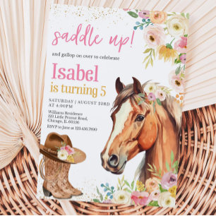Invitación Caballo Editable Arriba Caballo Rosa Novia Noche I
