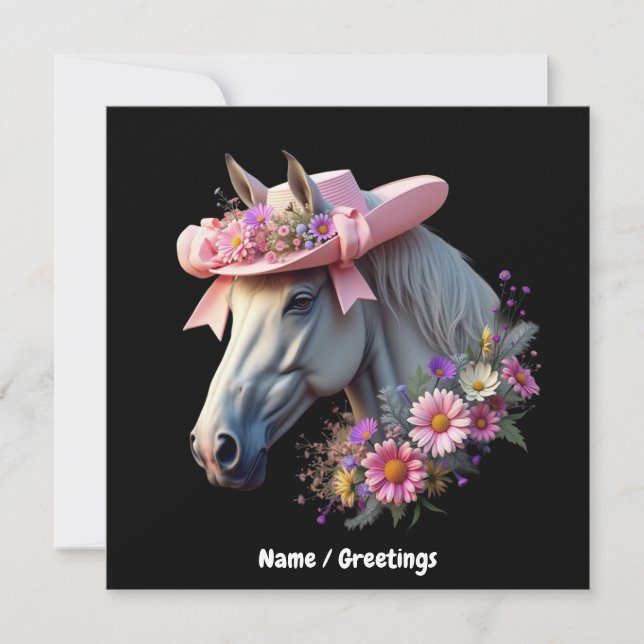 Invitación Caballo elegante Gorra de Sol Rosa Derby de Mujere (Anverso)