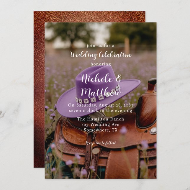 Invitación Caballo en la valla con celebración de Bodas Gorra (Anverso / Reverso)