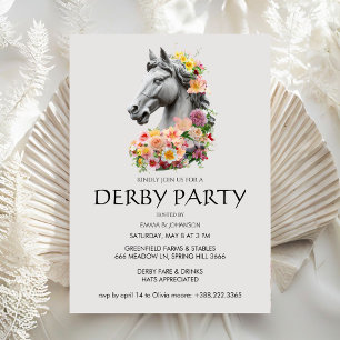Invitación Caballo gris elegante busto corona floral Kentucky