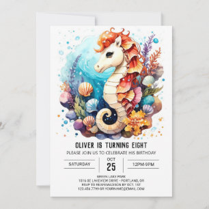Invitación Caballo marino caprichoso Cumpleaños