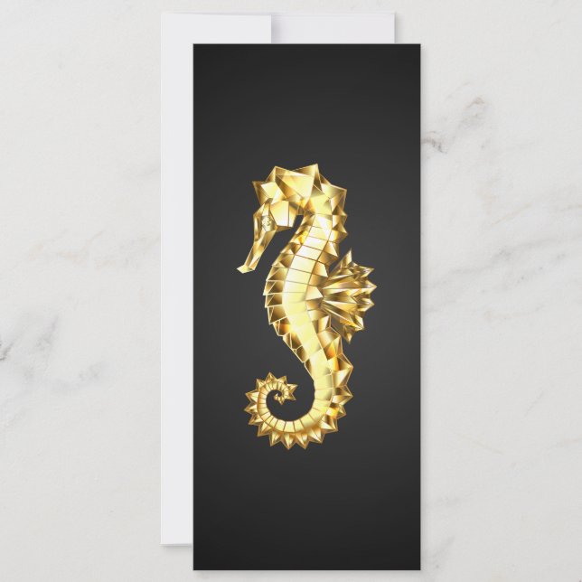 Invitación Caballo marino polígono de oro (Anverso)