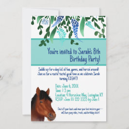 Invitación Caballo marrón en torno a la flor