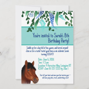 Invitación Caballo marrón en torno a la flor