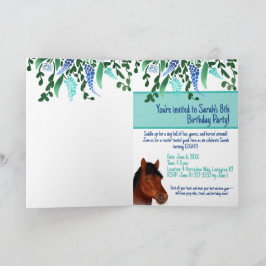 Invitación Caballo marrón en torno a la flor