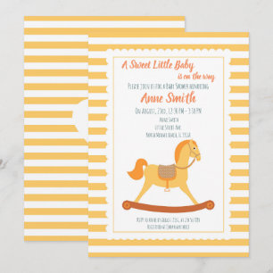 Invitación Caballo mecedor para fiesta de revelación de bebé 