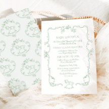 Caballo mecedor Toile de Jouy Verde Sage Shower de