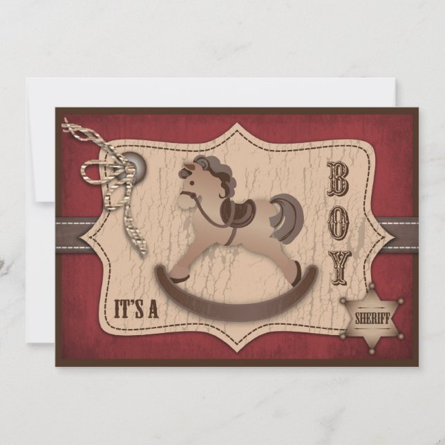 Invitación Caballo mecedora occidental Baby Shower del (Anverso)
