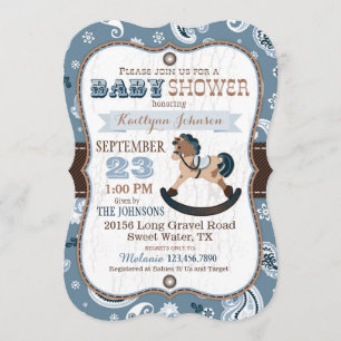Invitación Caballo mecedora occidental Baby Shower del
