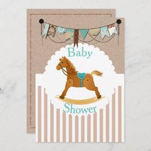 Invitación Caballo mecedora rústico Baby Shower occidental