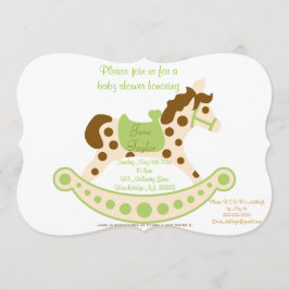 Invitación Caballo mecedora verde grande Baby Shower