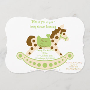 Invitación Caballo mecedora verde grande Baby Shower
