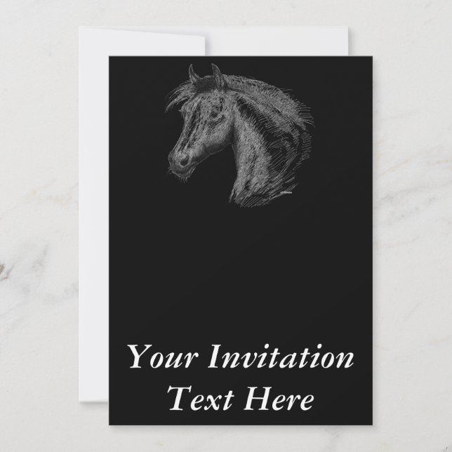 Invitación Caballo: negro (Anverso)