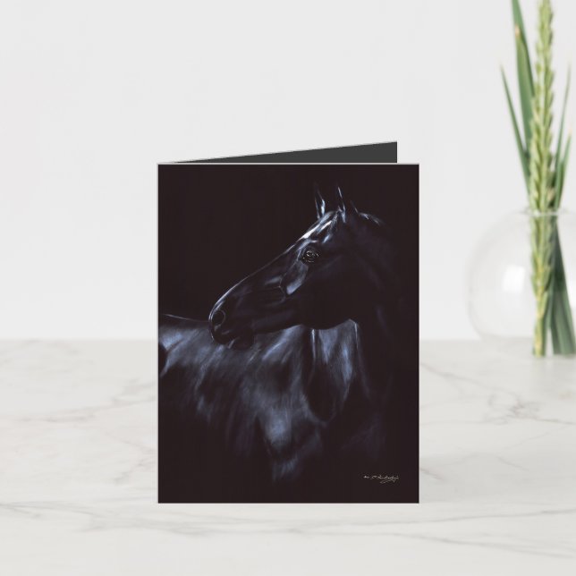 Invitación Caballo negro elegante pintado a mano