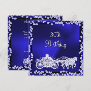 Invitación Caballo Princesa Azul y Caballos 30 cumpleaños