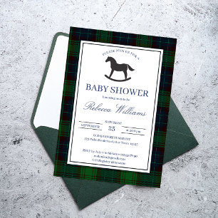 Invitación Caballo rockero verde clásico ducha bebé