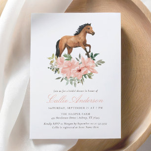 Invitación Caballo rosa Floral Ducha de novias