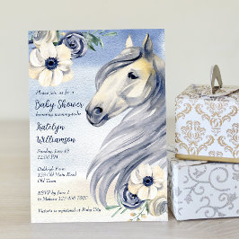 Invitación Caballo vaquero bebé ducha ecuestre floral