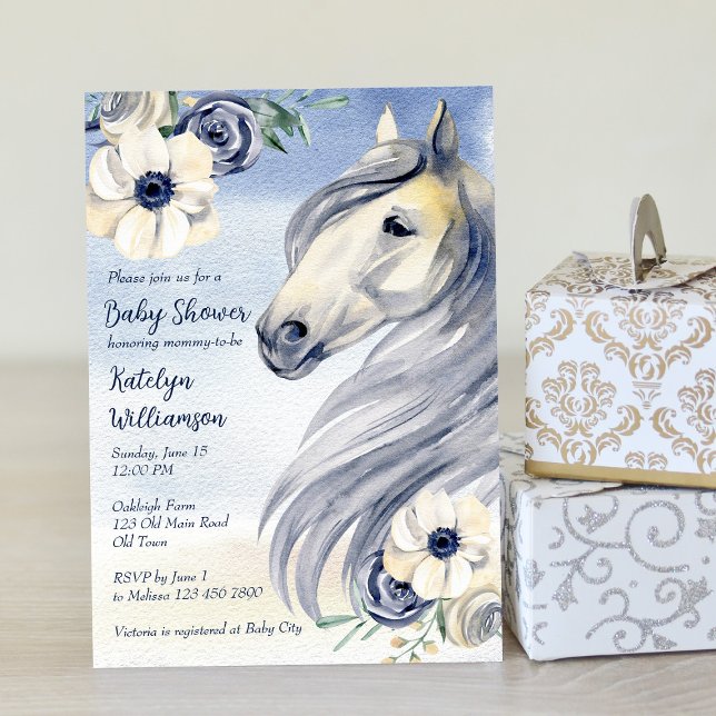 Invitación Caballo vaquero bebé ducha ecuestre floral (Subido por el creador)
