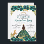 Invitación Caballo verde esmeralda floral cutáneo Charra Quin<br><div class="desc">Moderna princesa verde floral floral florida vestido de la corona de Tiara Purpurina de oro esparce rústica madera Charra Cowboy Caballo 15º cumpleaños Invitación Quinceanera</div>
