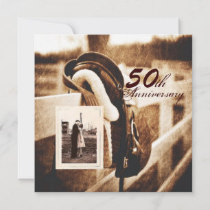 Invitación caballo western vaquero 50 aniversario de bodas