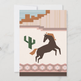 Invitación Caballo y Cactus Blank Marrón del Suroeste