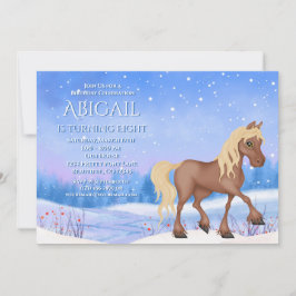 Invitación Caballo y cumpleaños de nieve de invierno en el pa