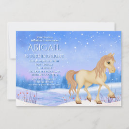 Invitación Caballo y cumpleaños de nieve de invierno en el pa