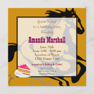 Invitación Caballo y fiesta de cumpleaños de pasteles