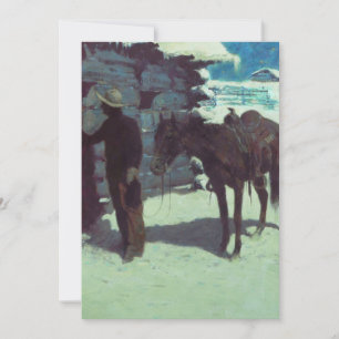 Invitación Caballo y vaquero en nieve invernal