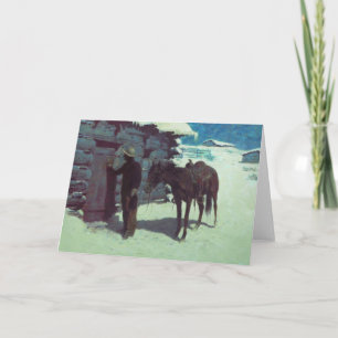 Invitación Caballo y vaquero en nieve invernal