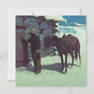 Invitación Caballo y vaquero en nieve invernal