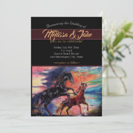 Invitación Caballos acuarela romántica cielo interminable
