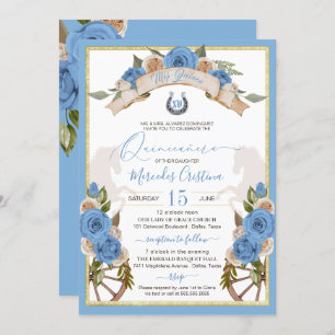 Invitación Caballos Azul Luz Charro Occidental Quinceanera