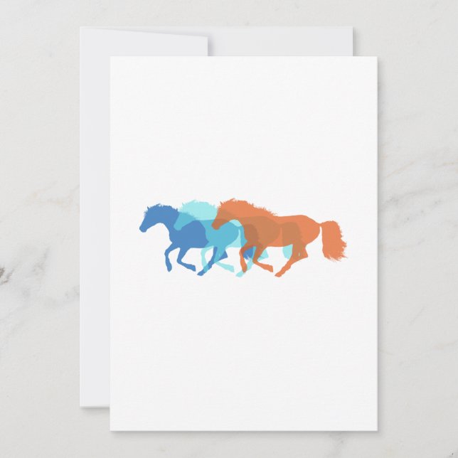 Invitación Caballos coloridos corriendo (Anverso)