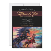 Caballos de acuarela romántica del cielo intermina