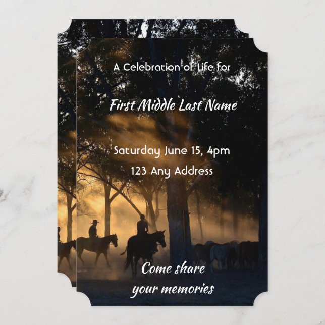 Invitación Caballos de Caminata Forestal del Servicio de la V (Anverso / Reverso)