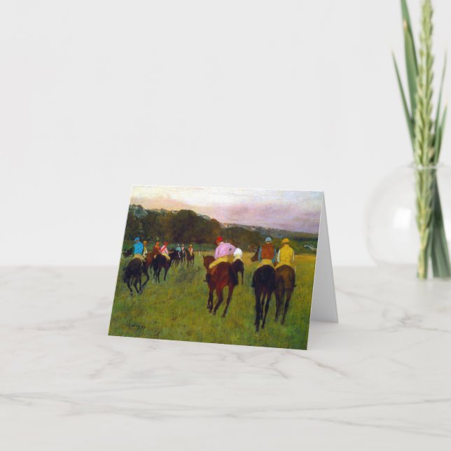 Invitación Caballos de carreras Edgar Degas en Longchamp (Anverso)
